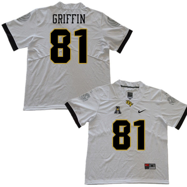 Men #81 Tyler Griffin UCF Knights College Football Jerseys Stitched Sale-White